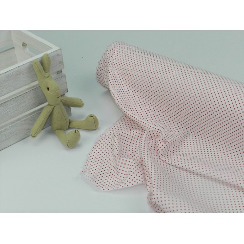 Cotone Bio, Bianco, Pois  Rossi