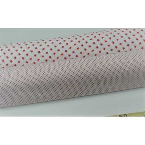 Cotone Bio, Bianco, Pois  Rossi