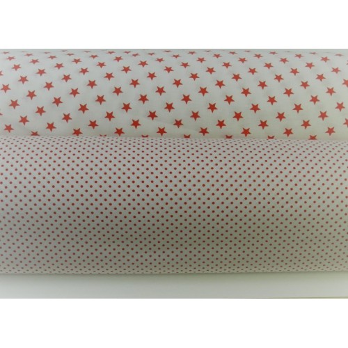 Cotone Bio, Bianco, Pois  Rossi
