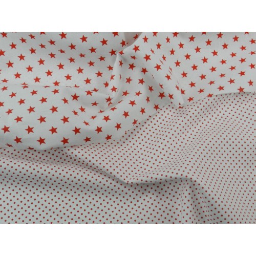Cotone Bio, Bianco, Pois  Rossi