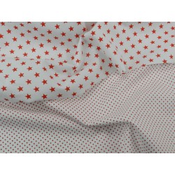 Cotone Bio, Bianco, Pois  Rossi