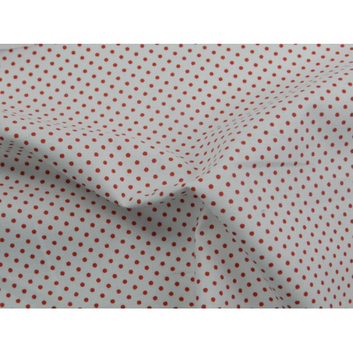 Cotone Bio, Bianco, Pois  Rossi