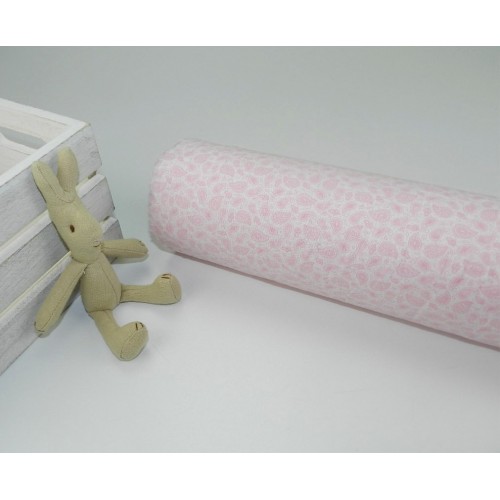 Cotone Bio, Bianco, Foglie Rosa