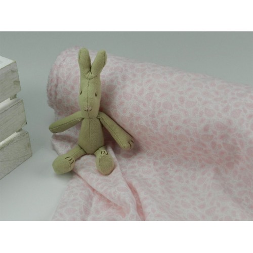 Cotone Bio, Bianco, Foglie Rosa