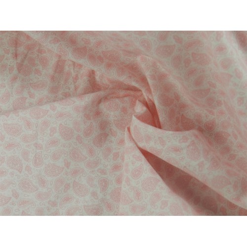 Cotone Bio, Bianco, Foglie Rosa