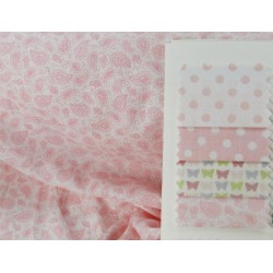 Cotone Bio, Bianco, Foglie Rosa