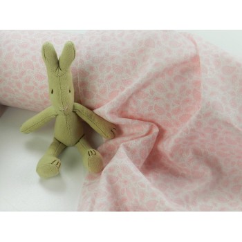 Cotone Bio, Bianco, Foglie Rosa
