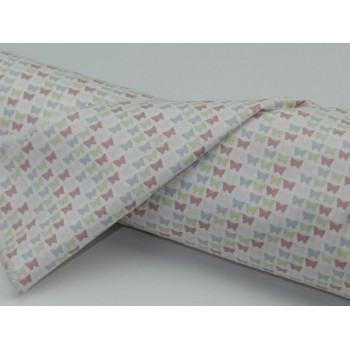 Cotone Bio, Bianco, Farfalle colorate