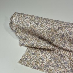 Voile di cotone Bio, Fiorellini rosa e celeste polvere