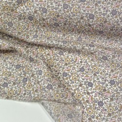 Voile di cotone Bio, Fiorellini rosa e celeste polvere