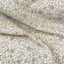 Voile di cotone Bio, Fiorellini rosa e celeste polvere