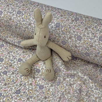 Voile di cotone Bio, Fiorellini rosa e celeste polvere 2