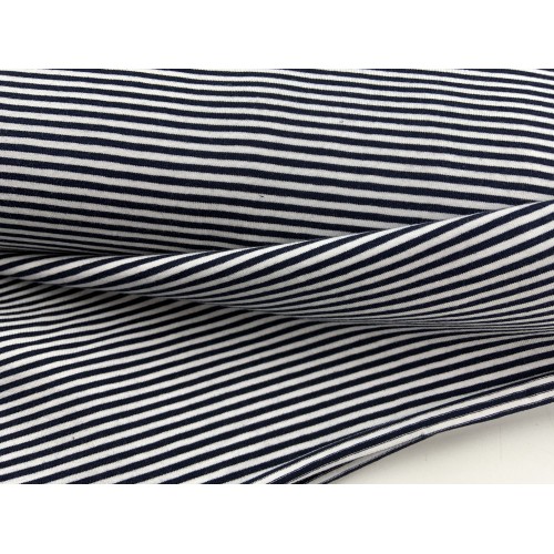 Jersey di Cotone con Righe sottili 3mm, Bianco...