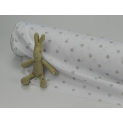 Tessuto Pique Canutillo  Nido , Bianco, Mongolfiera Grigio