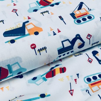 Cotone Popeline, Bianco, Ruspe colorate