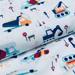 Cotone Popeline, Bianco, Ruspe colorate