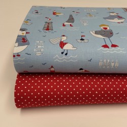 Cotone Popeline, Rosso, Pois Bianchi