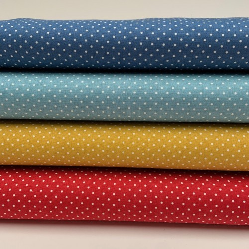 Cotone Popeline, Rosso, Pois Bianchi
