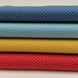 Cotone Popeline, Rosso, Pois Bianchi