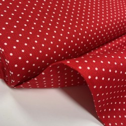 Cotone Popeline, Rosso, Pois Bianchi