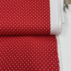 Cotone Popeline, Rosso, Pois Bianchi