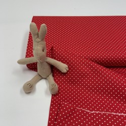 Cotone Popeline, Rosso, Pois Bianchi