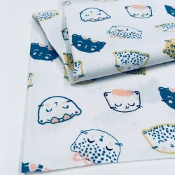 Cotone Popeline, Bianco, Gatti