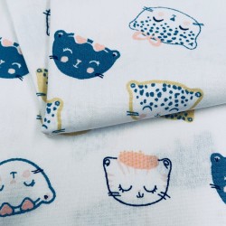 Cotone Popeline, Bianco, Gatti