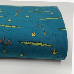 Jersey di Cotone Biologico GOTS, Coccodrillo, Petrol