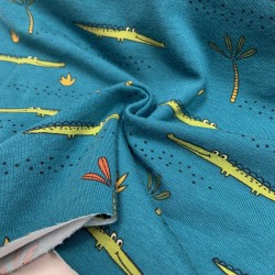 Jersey di Cotone Biologico GOTS, Coccodrillo, Petrol