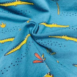 Jersey di Cotone Biologico GOTS, Coccodrillo, Petrol