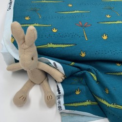 Jersey di Cotone Biologico GOTS, Coccodrillo, Petrol