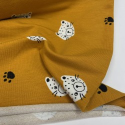 Felpa/ French terry garzato, Ocra con  Tigrotto bianco
