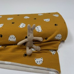 Felpa/ French terry garzato, Ocra con  Tigrotto bianco