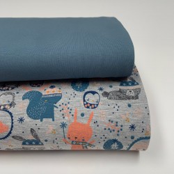 Felpa/ French terry garzato, Blu e Rosa - Animali