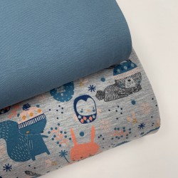 Felpa/ French terry garzato, Blu e Rosa - Animali