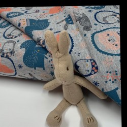 Felpa/ French terry garzato, Blu e Rosa - Animali