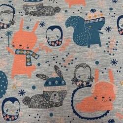 Felpa/ French terry garzato, Blu e Rosa - Animali