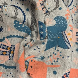 Felpa/ French terry garzato, Blu e Rosa - Animali