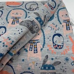 Felpa/ French terry garzato, Blu e Rosa - Animali