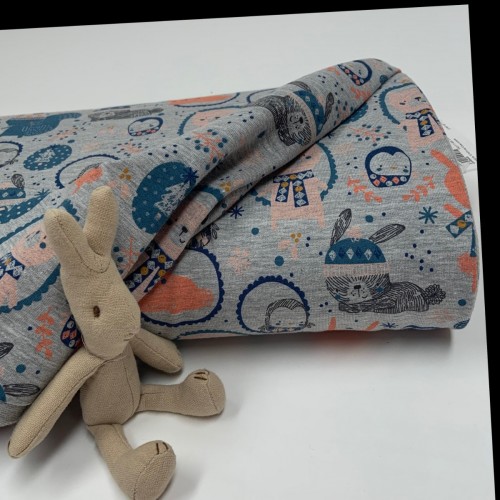 Felpa/ French terry garzato, Blu e Rosa - Animali