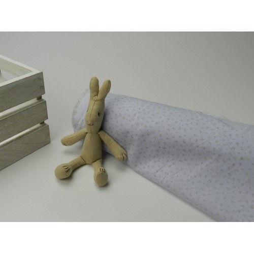 Viena Cotone Bio, Celeste , Fiiorellini beige