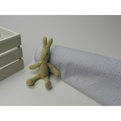 Viena Cotone Bio, Celeste , Fiiorellini beige