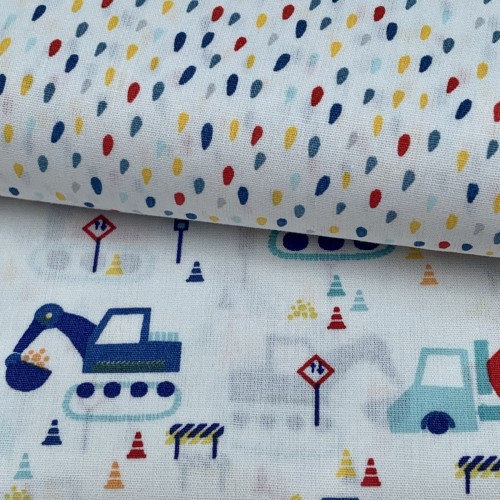 Cotone Popeline, Bianco, Ruspe colorate