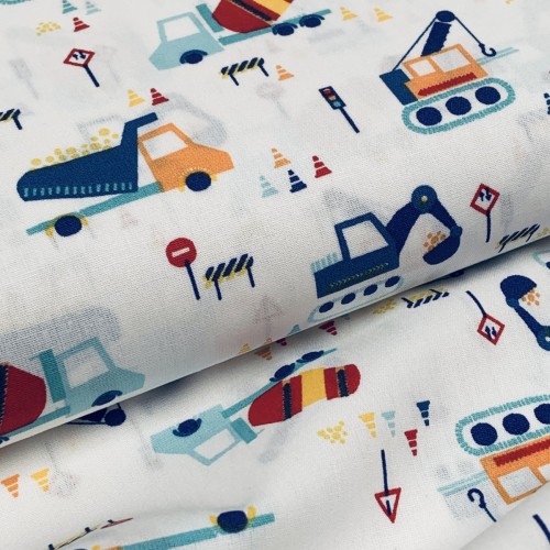 Cotone Popeline, Bianco, Ruspe colorate