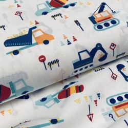 Cotone Popeline, Bianco, Ruspe colorate