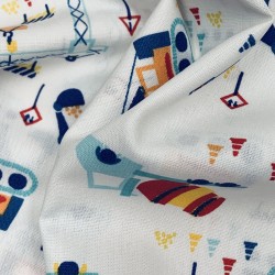 Cotone Popeline, Bianco, Ruspe colorate