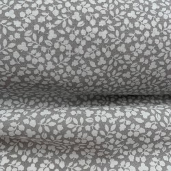 Cotone Viena Biologico, Grigio con fiorellini bianchi