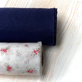 Cotone Biologico con Glitter, Bianco con fiori rossi e... 2