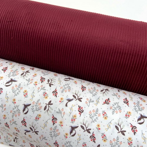 Velluto di cotone a coste larghe , Rosso Granato